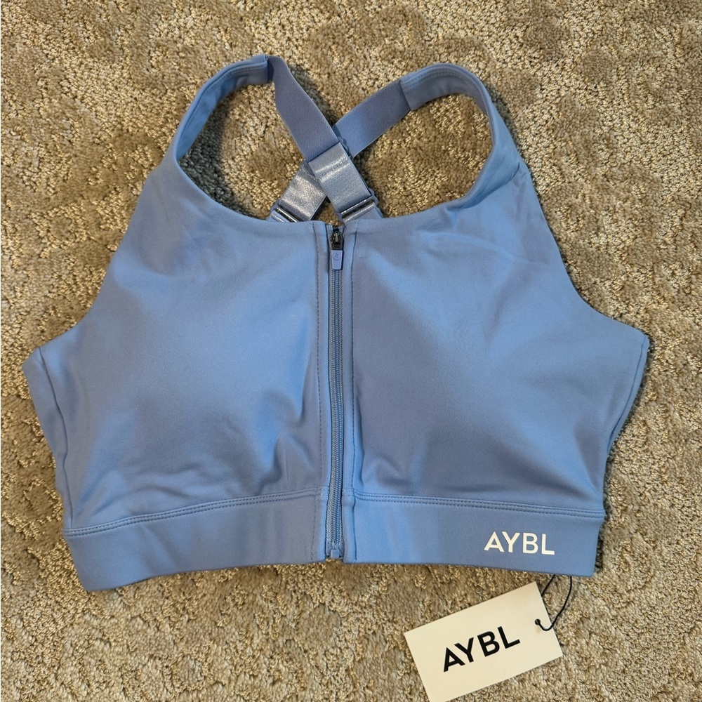 AYBL Zip-Front Blue Sports Bra
